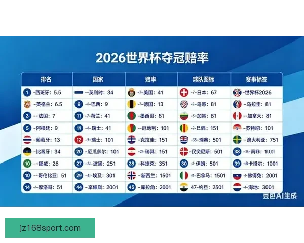 2026世界杯最新赔率分析各队夺冠前景及热门球队走势预测 2026世界杯最新赔率分析各队夺冠前景及热门球队走势预测
