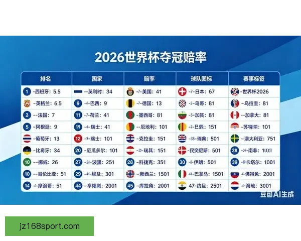 2026世界杯最新赔率分析各队夺冠前景及热门球队走势预测